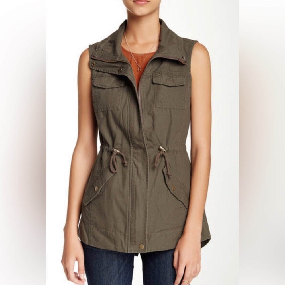 Sebby Cargo Vest, Sz. SP, Cinder Brown, Cinch Waist, Zipper Front, Front Pockets